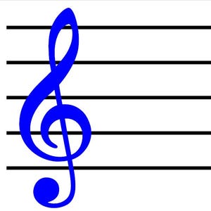 Blanco bladmuziek met kleurrijke solsleutels – afdrukbaar muziekpapier voor componisten en muzikanten