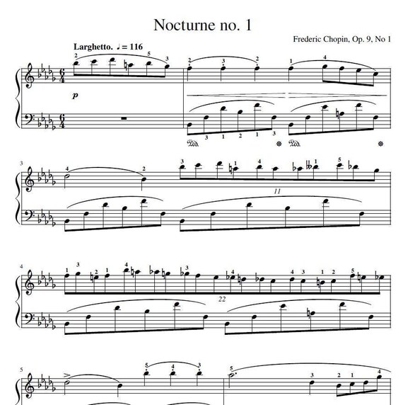 Chopin Nocturne No. 1 Sheet Music (printable PDF) - Etsy