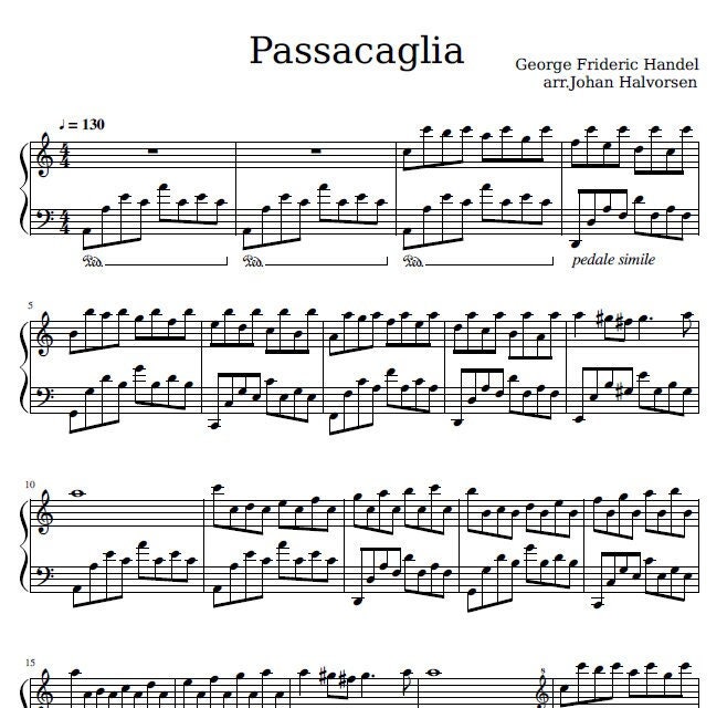 Passacaglia -  Handel/Halvorsen, digital sheet music, sheet music, vintage sheet music, piano sheet music, Printeble PDF