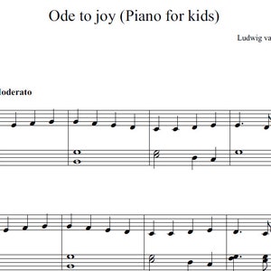 Beethoven - Ode to joy, digital download, piano sheet music, piano scores, easy piano