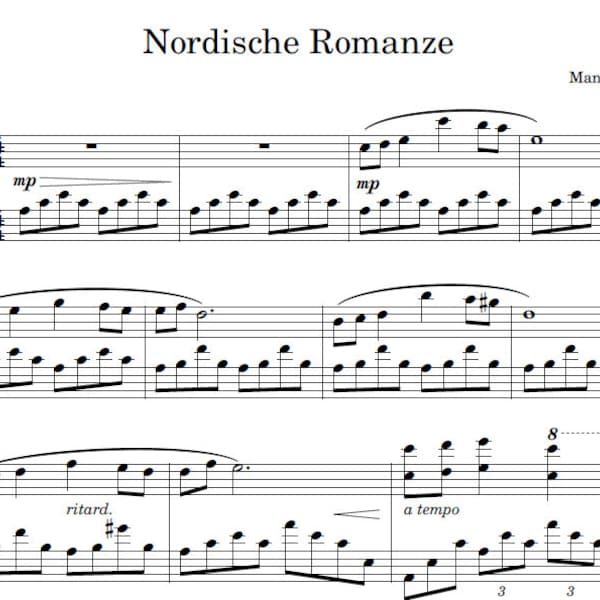 Manfred Schmitz - Nordische Romanze, Sheet Music Piano, Digital Download Notes