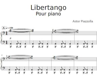 Astor Piazzolla - Libertango, musica classica facile, download digitale, arrangiamento facile per pianoforte
