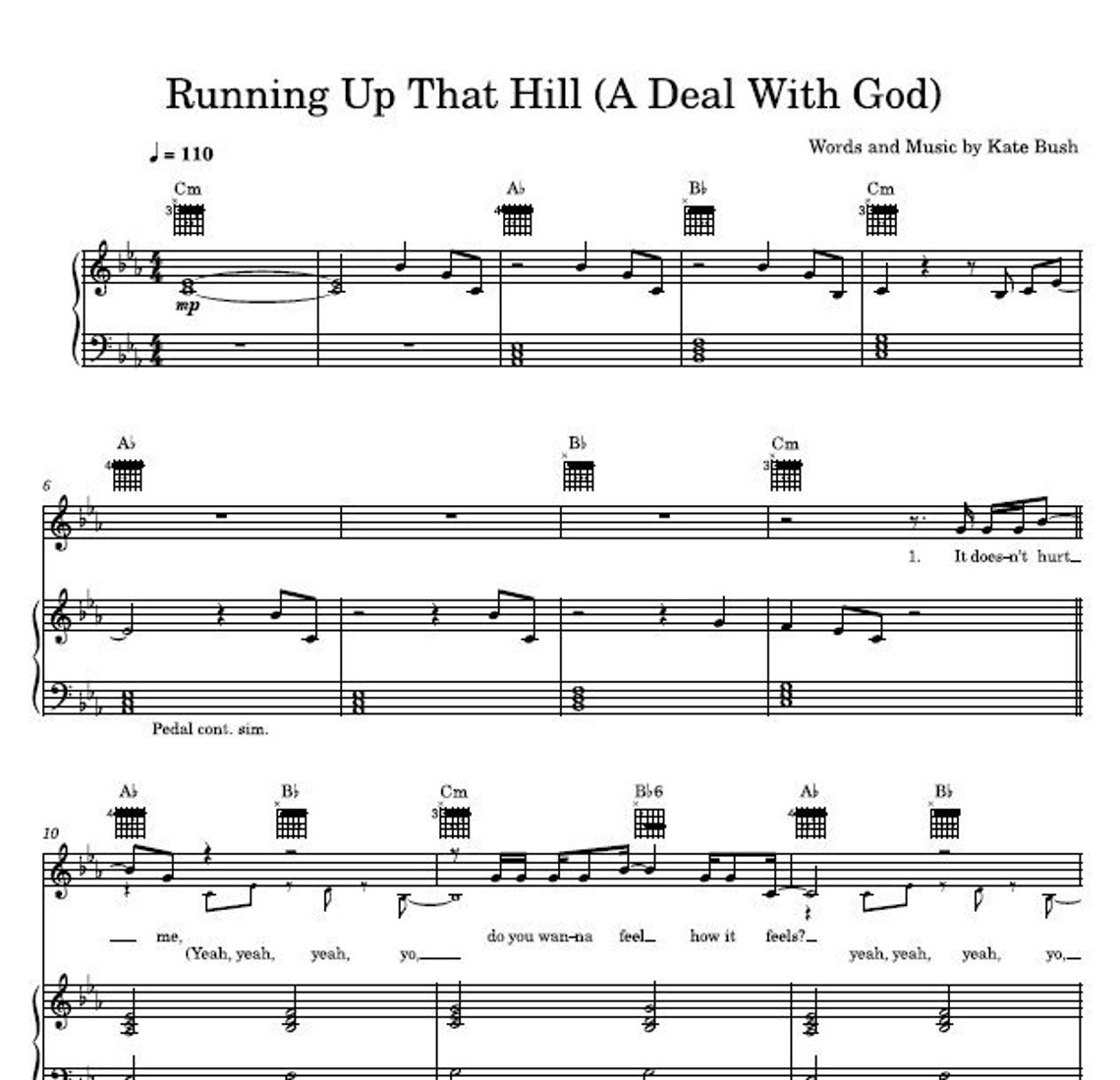 Kate Bush - Running up That Hill, Digital Notes, Digital Sheet Music ...