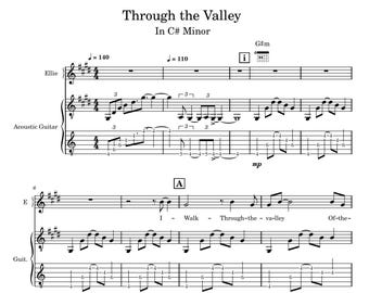 Partitura de Through the Valley: Last of Us Guitarra y voz (Descarga PDF)