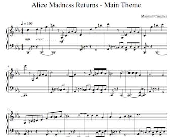 Alice Madness Returns - Main Theme, digital download, piano sheet music, music art, easy arrangement