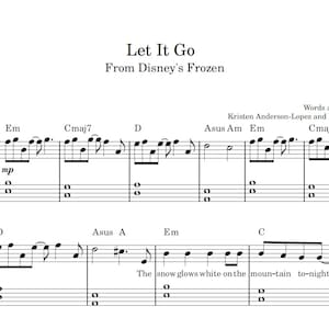 Let It Go - Piano Sheet Music, Instant Digital Download, Frozen