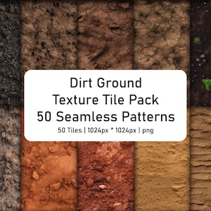 50 Dirt Ground Texture Tile Pack, Seamless square Patterns 1024px, instant digital download, PNG, for 3D modeling, realistic ground textures