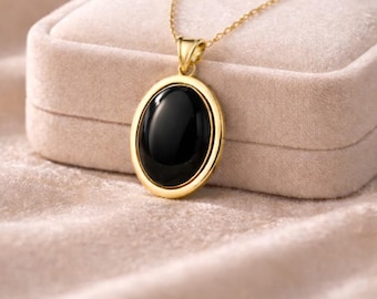 Black Onyx Pendant Necklace For Women, Sterling Silver Natural Gemstone Necklace, Trendy Womens Jewelry, Mothers Necklace, Gift For Wife