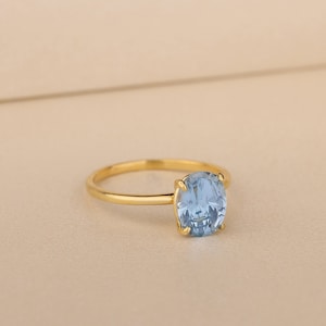 Blue Topaz Gemstone Ring For Women in 18K Solid Gold, Dainty Silver Stone Ring, Solitaire Engagement Ring, Jewelry For Women, Birthday Gift