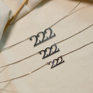 Silver Custom Angel Number Necklace For Women, Delicate Monogram Necklace, Jewelry For Her, 14K Gold 777 Necklace, Wife Pendant, Mom Gift