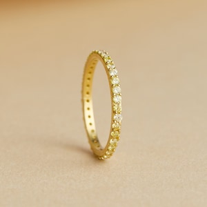 Citrine Full Eternity Band Ring, 14K Solid Gold Ring For Women, Pave November Birthstone Ring, Silver Engagement Ring, Modern Jewelry Gift