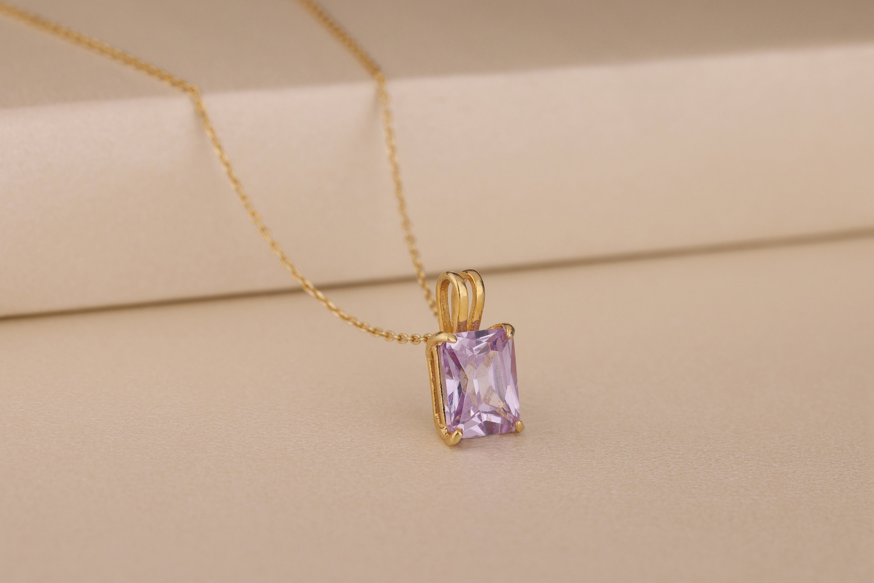 Dainty Alexandrite Necklace, 14K 18K Solid Gold Silver Dainty Alexandrite Necklace, 14K 18K Solid Gold Silver