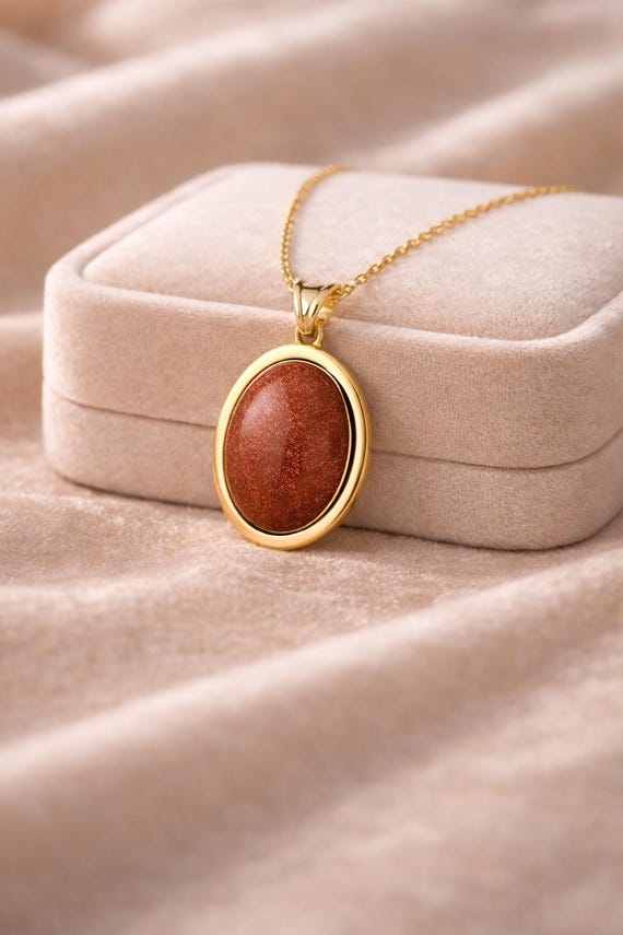 Sunstone Necklace, Dainty Pendant for Women in Gold or Silver, Unique Stone Necklace, Gift for Wife, Mom, Girl Friend, 14K 18K Gold Necklace