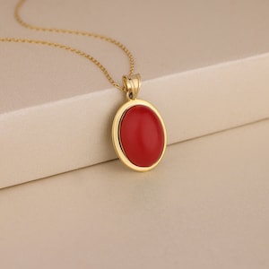 Red Coral Gemstone Necklace for Women in Gold or Silver, Natural Gemstone Necklace, 14K Gold or Silver Pendant Necklace, Coral Jewelry Gift