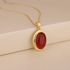 Carnelian Necklace in Gold or Silver, Gemstone Necklace for Women, Everyday Stone Necklace for Girl Friend, Dainty Pendant Necklace