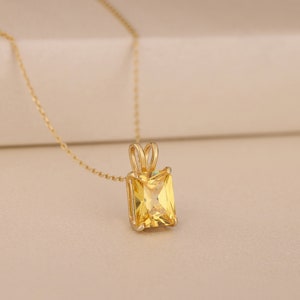 Unique Citrine Pendant, Solid Gold Sterling Silver Jewelry, November Birthstone Pendant, Delicate Yellow Gemstone Jewelry, Anniversary Gift
