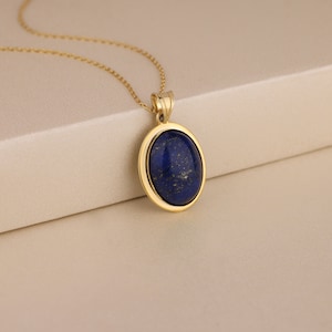 Lapis Lazuli Necklace in Gold or Silver, Stunning Pendant Necklace for Women, Elegant Blue Stone Necklace, September Birthstone Jewelry