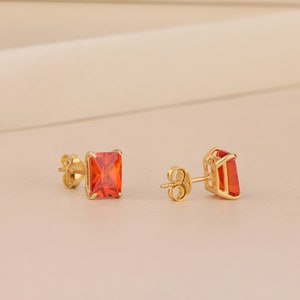 Statement Orange Studs, Genuine Stone Jewelry, Trendy Wedding Jewelry, Gemstone Studs, Valentine Day Gift, Sister Mother Wife Friend Gift