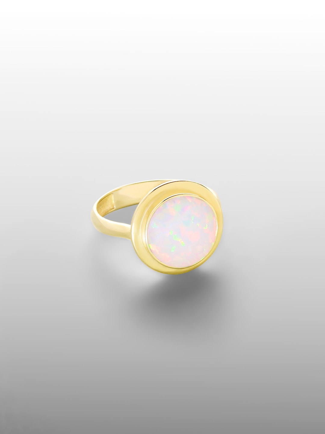 オパール(ホワイトゴールド)指環 ハンドメイドのホワイトオパールリング - 18Kゴールド、ガールフレンド