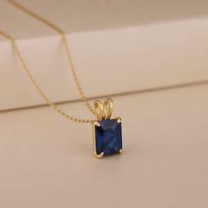 Elegant Sapphire Pendant, Necklace for Women, 10K 18K Gold, Delicate Silver Necklace, Wedding Necklace, Valentine Day Gift, Gift for Mom