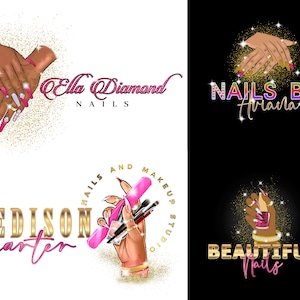 3 Logo-Design-Set, Logovorlage, Lash-Logo, Haar-Logo, DIY-Beauty-Logo, MUA-Make-up-Logo, Nägel-Logo, Braid-Logo, Vorgefertigtes Logo-Design Custom