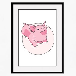 Impresión artística de decoración de pared de cerdo, Habitación infantil, Sala de juegos, Guardería, Descarga instantánea, Imprimible, Póster de ilustración vectorial