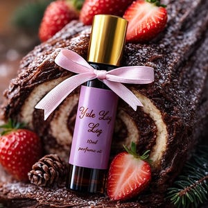 Olio profumato Yule Log • Fragranza per dessert natalizi al cioccolato • Profumo gourmand festivo • Regalo di profumo natalizio • Roller da 10 ml