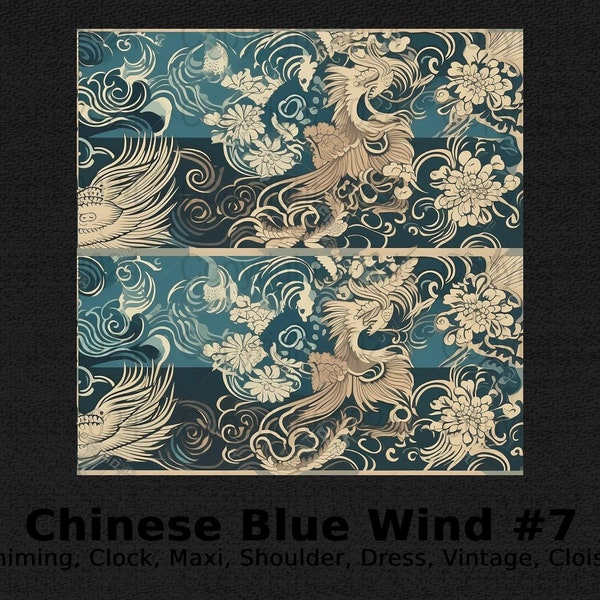 Vintage Japanese Wave Pattern Digital Wallpaper, Aesthetic Ocean Swirls Background Art