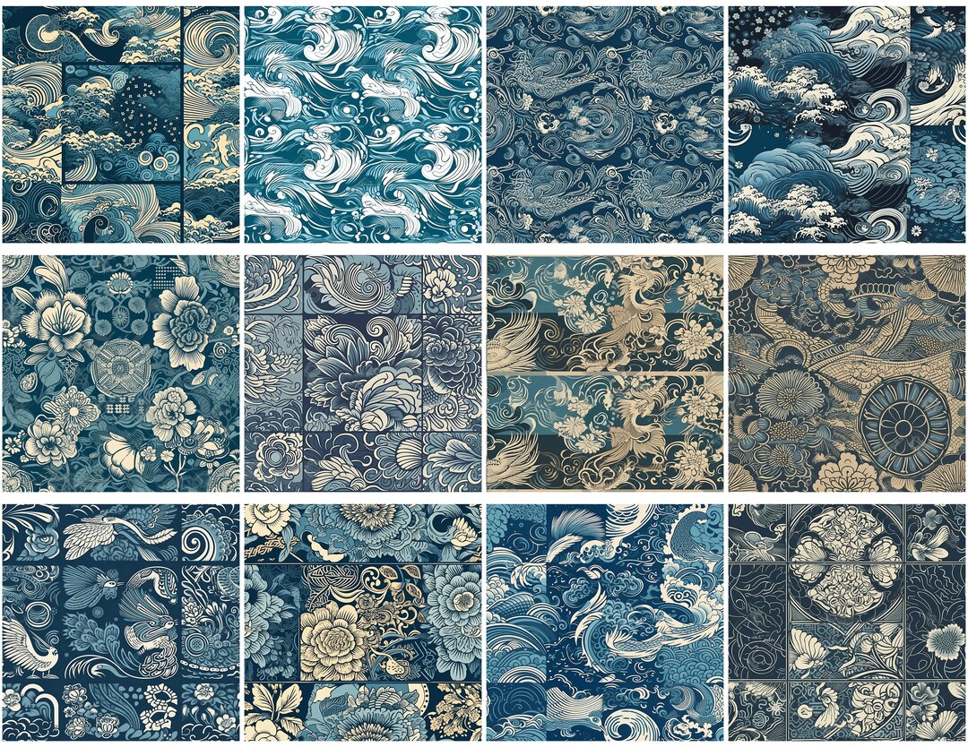 Seamless Lines Pattern Digital / Chinese Style / Download / Seamless ...