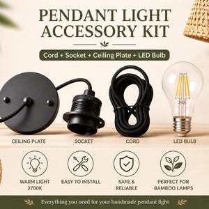 Kit de cable para lámpara colgante E27 + bombilla LED 9W/15W/18W ST64 / Juego de portalámparas