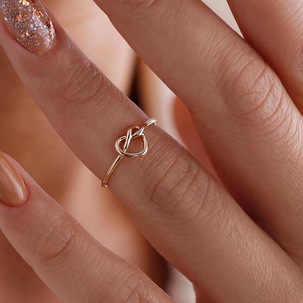 Heart Knot Ring • Love Knot Jewelry • Gold Infinity Ring • Dainty Promise Ring • Christmas Gift • Romantic Gift • Gift for Her