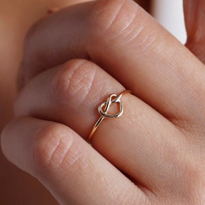 Heart Knot Ring Love Knot Jewelry Gold Infinity Ring Dainty Promise Ring Christmas Gift Romantic Gift Gift for Her image 2