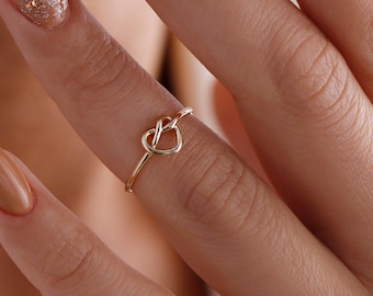 Bague coeur • Bijoux noeud d'amour • Bague infini en or • Bague promesse délicate • Cadeau de Noël • Cadeau romantique • Cadeau pour elle