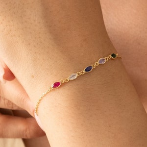 Personalized Birthstone Bracelet, Birthstone Bracelet For Mom, Dainty Birthstone Bracelet, Family Birthstone Bracelet, Birthday Gift