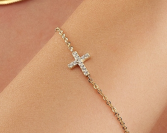 Elegant Cross Bracelet, Religious Jewelry, Elegant Cross Bracelet Christian Gift, Cross Bracelet, Baptism Gift, Christmas gift