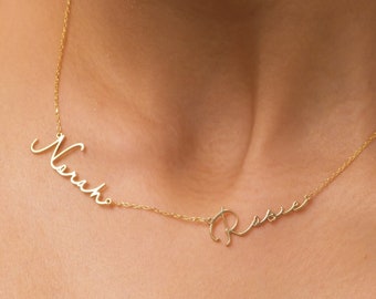 Two Name Handwriting Necklace • Custom Two Name Necklace • Mother's Day Gift • Personalized Jewelry, Birthday Gift For Her, Handmade Jewelry