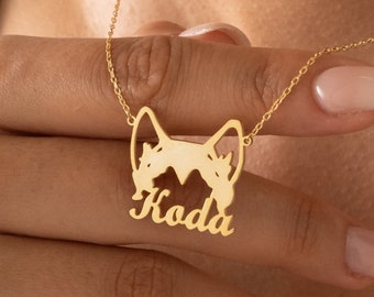Dog Name Necklace | Personalized Dog Ears Necklace | Custom Pet Jewelry | Pet Name Necklace | Pet Memorial Gift, Gift for Her,Christmas Gift