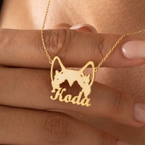 Dog Name Necklace | Personalized Dog Ears Necklace | Custom Pet Jewelry | Pet Name Necklace | Pet Memorial Gift, Gift for Her,Christmas Gift