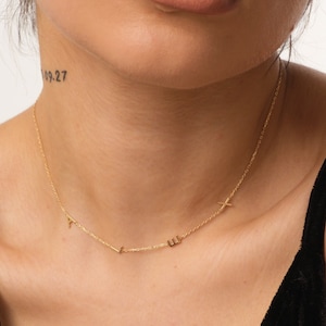 Sideways initial necklace | Handmade Dainty Initial Necklace | Personalized Necklace | Custom Tiny Pave Initial Necklace | Bridesmaid Gift