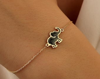 18K Gold Elephant Bracelet, Silver Elephant Bracelet, Animal Jewelry, Colorful Elephant Bracelet, Gift For Elephant Lovers, Christmas Gift