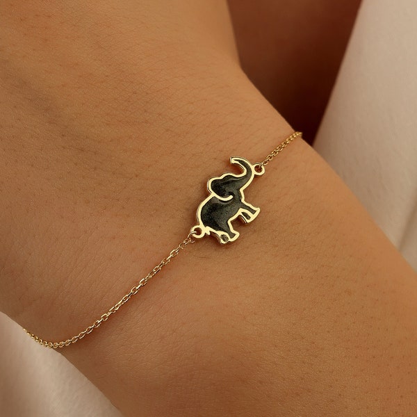 18K Gold Elephant Bracelet, Silver Elephant Bracelet, Animal Jewelry, Colorful Elephant Bracelet, Gift For Elephant Lovers, Christmas Gift