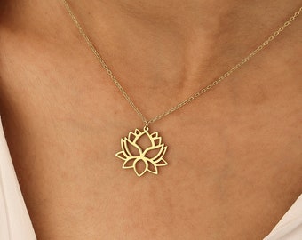 Lotus Blume Halskette, Lotus Blume Schmuck, minimalistische Lotus Halskette, zierliche Lotus Blume Halskette, Mandala Lotus Halskette, Muttertagsgeschenk