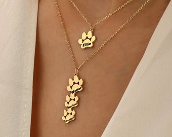 Paw Print Name Necklace,Custom Pet Jewelry,Personalized Dog Paw Necklace,Pet Memorial Gift,Dog Lover Necklace,Personalized Gift