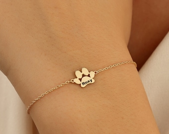 Bracelet personnalisé patte de chien, bijoux personnalisés pour animal de compagnie, bracelet nom avec empreinte de patte, cadeau commémoratif pour animal de compagnie, bracelet pour amoureux des chiens, cadeau de Noël