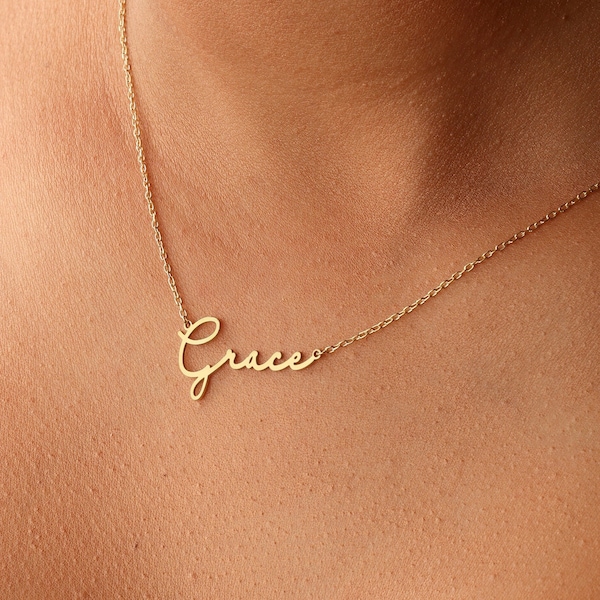 Dainty Name Necklace Gift for Her with 925 Sterling Silver, Custom Name Pendant, Handmade Jewelry, Personalized Gift, Christmas Gift
