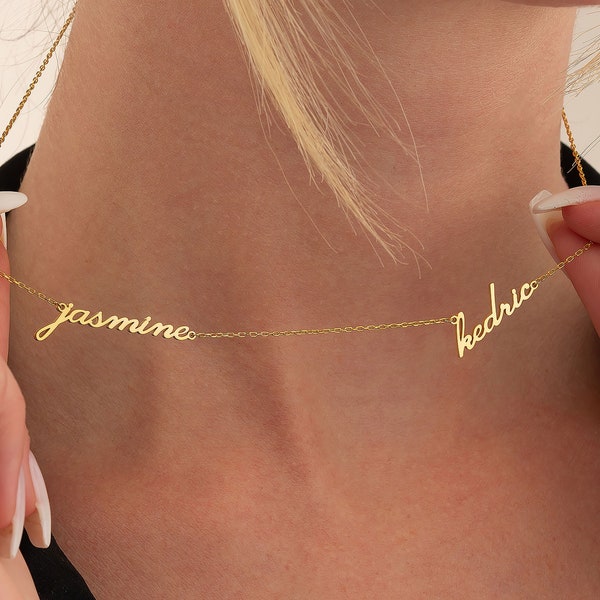 Collar personalizado con doble nombre • Collar personalizado con dos nombres para parejas • Regalo de Navidad • Collar con 2 nombres • Joyería personalizada