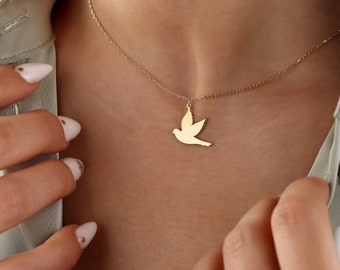 Dainty Dove Bird Necklace, Dove Pendant, Bird Choker, Freedom Necklace, Flying Bird Necklace, Gift For Bird Lovers, Bird Jewelry