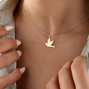 Dainty Dove Bird Necklace,