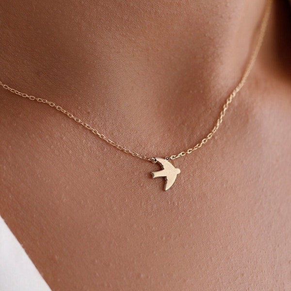 Dainty Swallow Necklace • Tiny Bird Necklace • Hummingbird Necklace • Minimalist Bird Necklace, Flying Bird Necklace, Birthday Gifts for Her