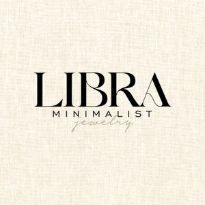 May include: Black and white logo for a jewelry brand called "LIBRA MINIMALIST jewelry".